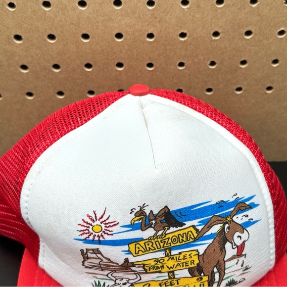 Vintage ARIZONA DESERT HAT Trucker Cap Snapback Mesh CATROON ART Funny STATE - Picture 3 of 11